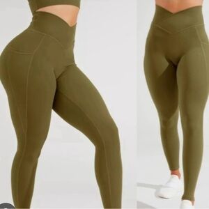 Buffbunny Olive monarch pocket leggings M